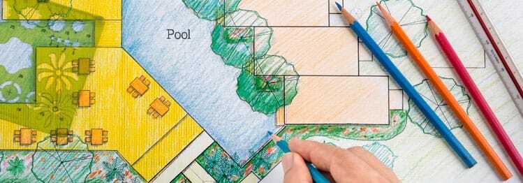 Pool Company This image shows a man designing a pool deck.