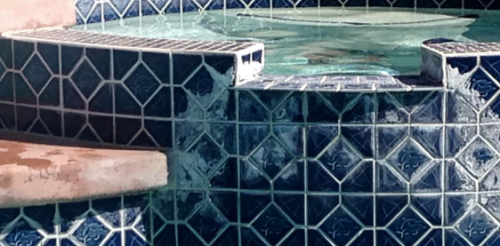 This image shows damaged Pool Tiles that needs replacement.